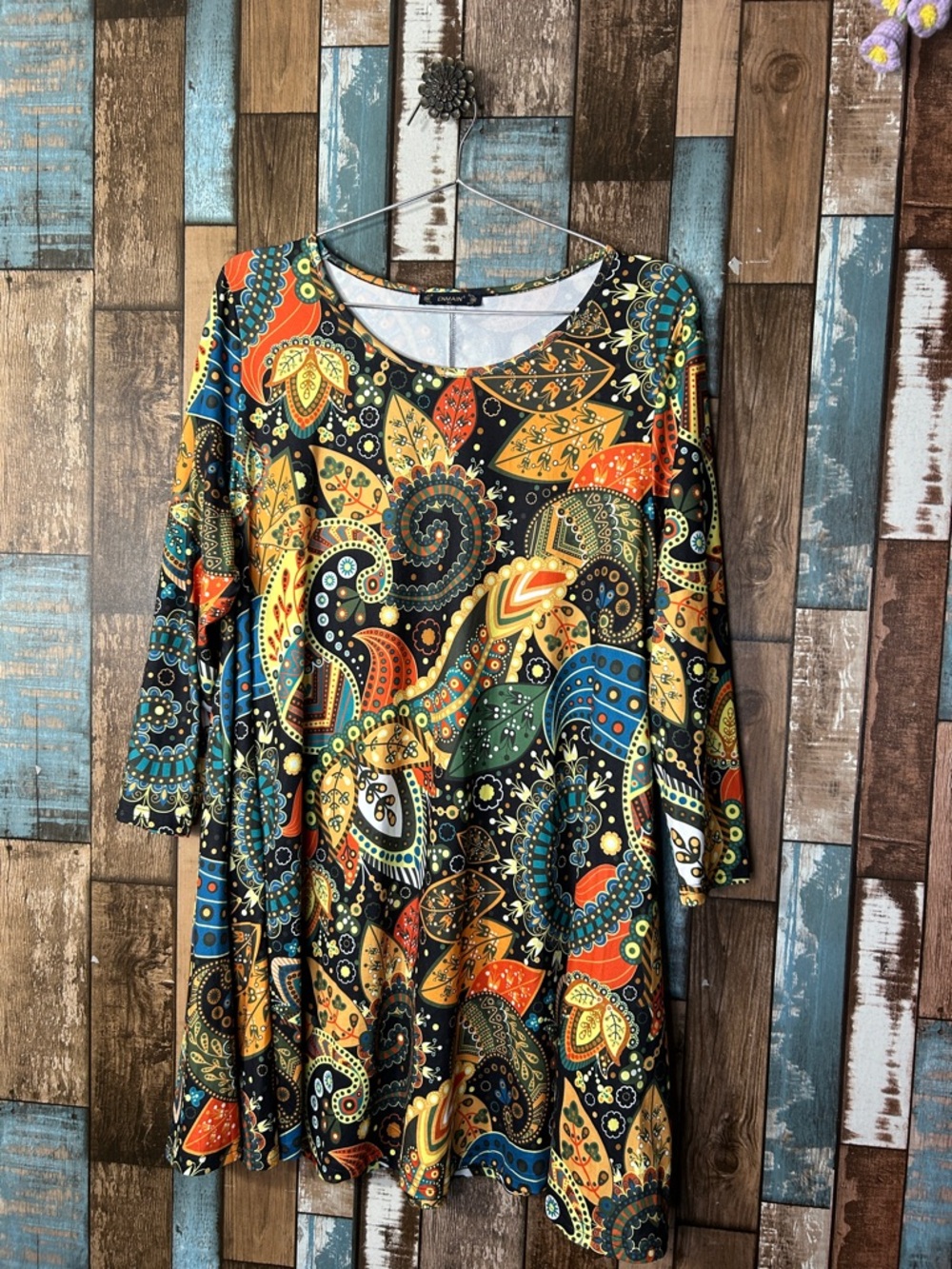 Enmain Colorful Paisley Swing soft stretchy dress